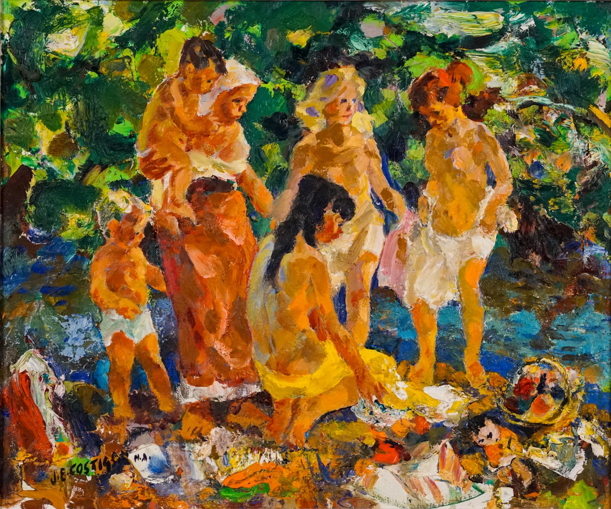 Bathers - Painting by John Edward Costigan