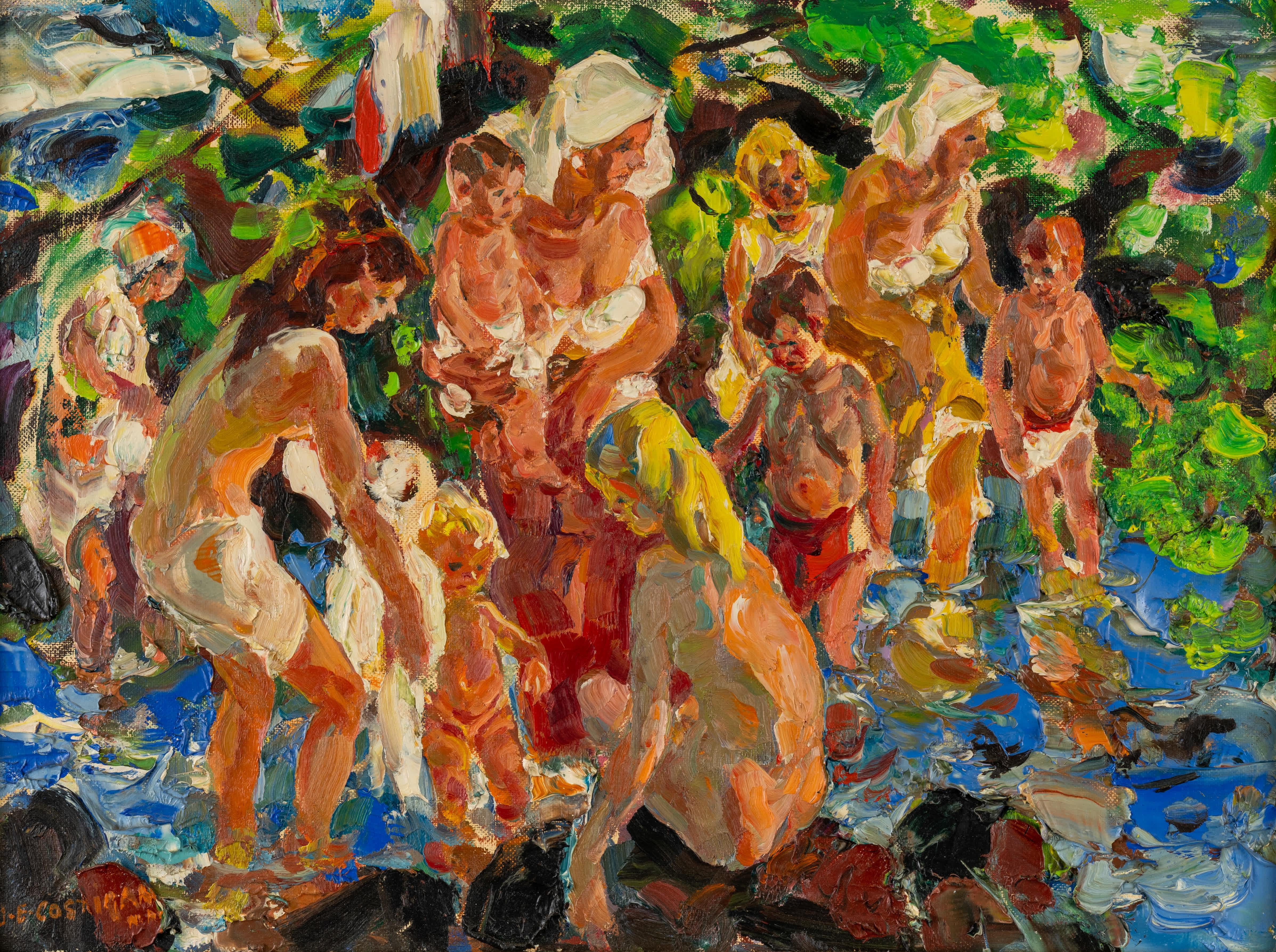 Grupo de baño - Painting Moderno de John Edward Costigan