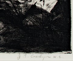 Kaltnadelradierung-Radierung des 20. Jahrhunderts, figurativer Tierdruck, Schwarz-Weiß signiert