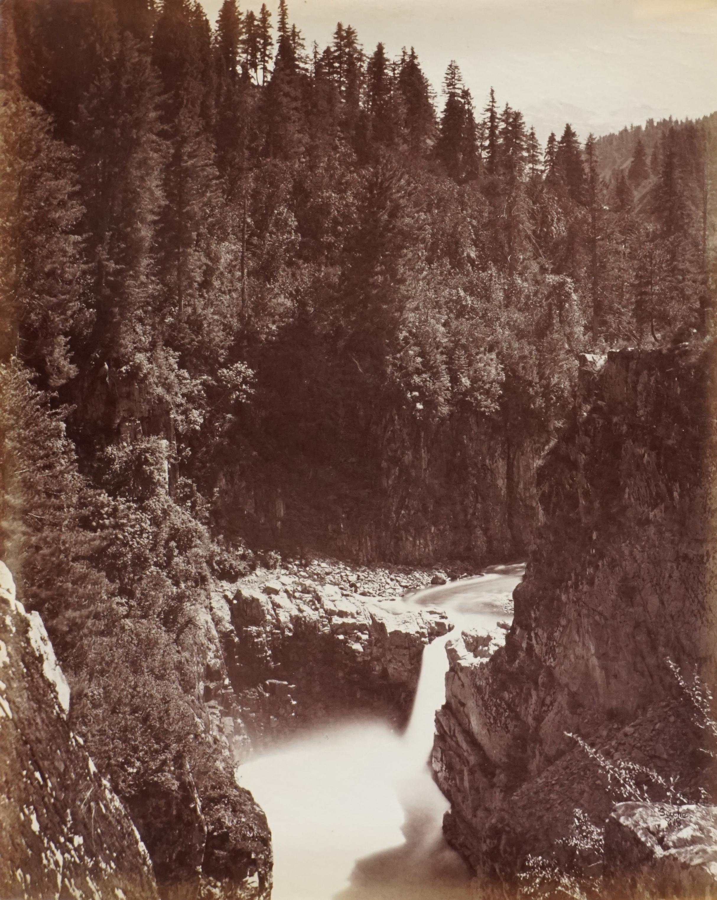 John Edward Sache Landscape Photograph - Cashmere. Sind Valley; View of the Cataract of Haribal, 1870s