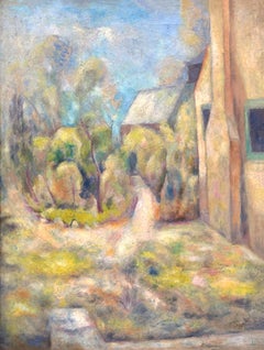 Early Spring, 1930s Impressionist Style Oil Painting of Artist’s Studio Exterior