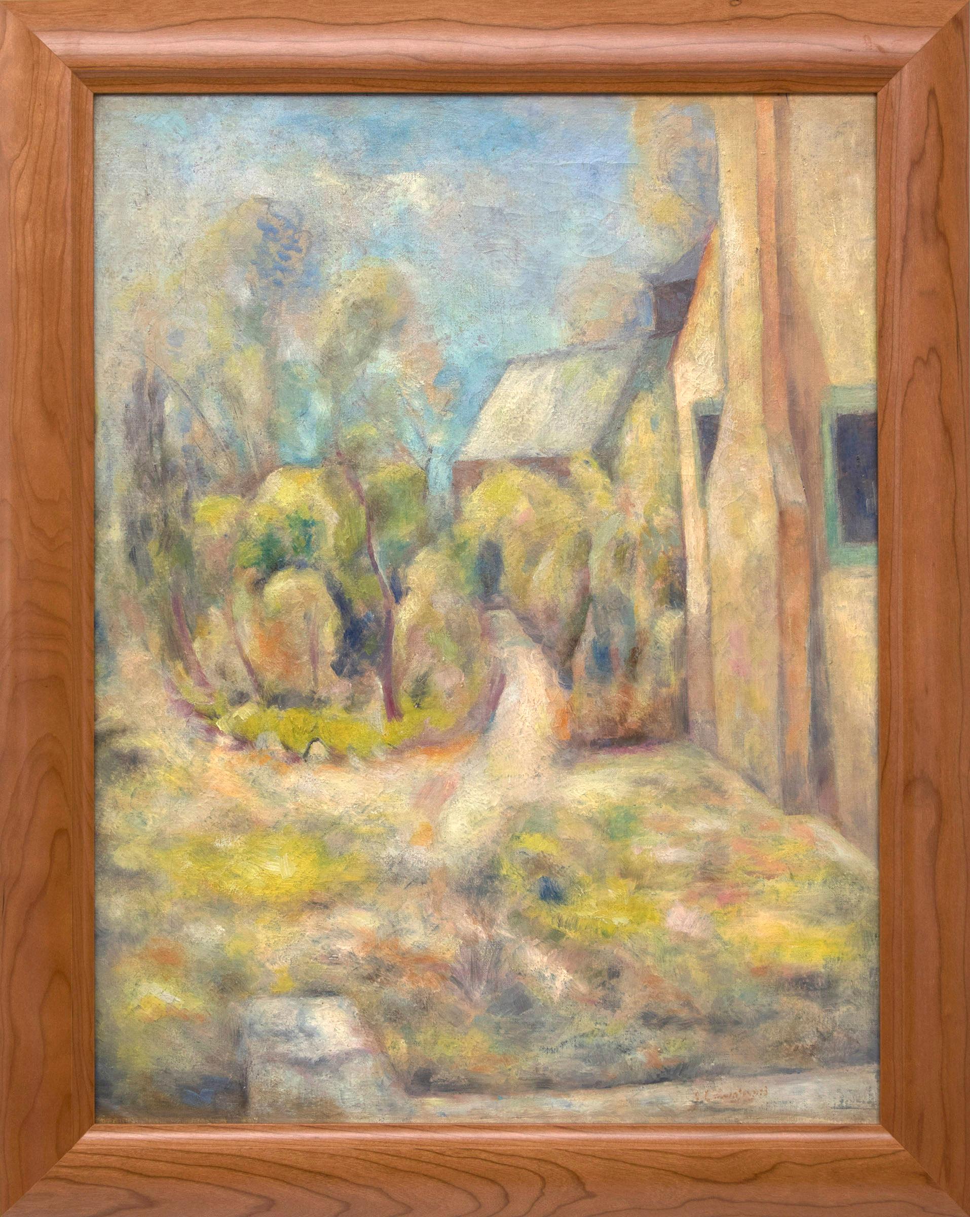 John Edward Thompson Landscape Painting – Früher Frühling, Ölgemälde im impressionistischen Stil der 1930er Jahre, The Artists Studio