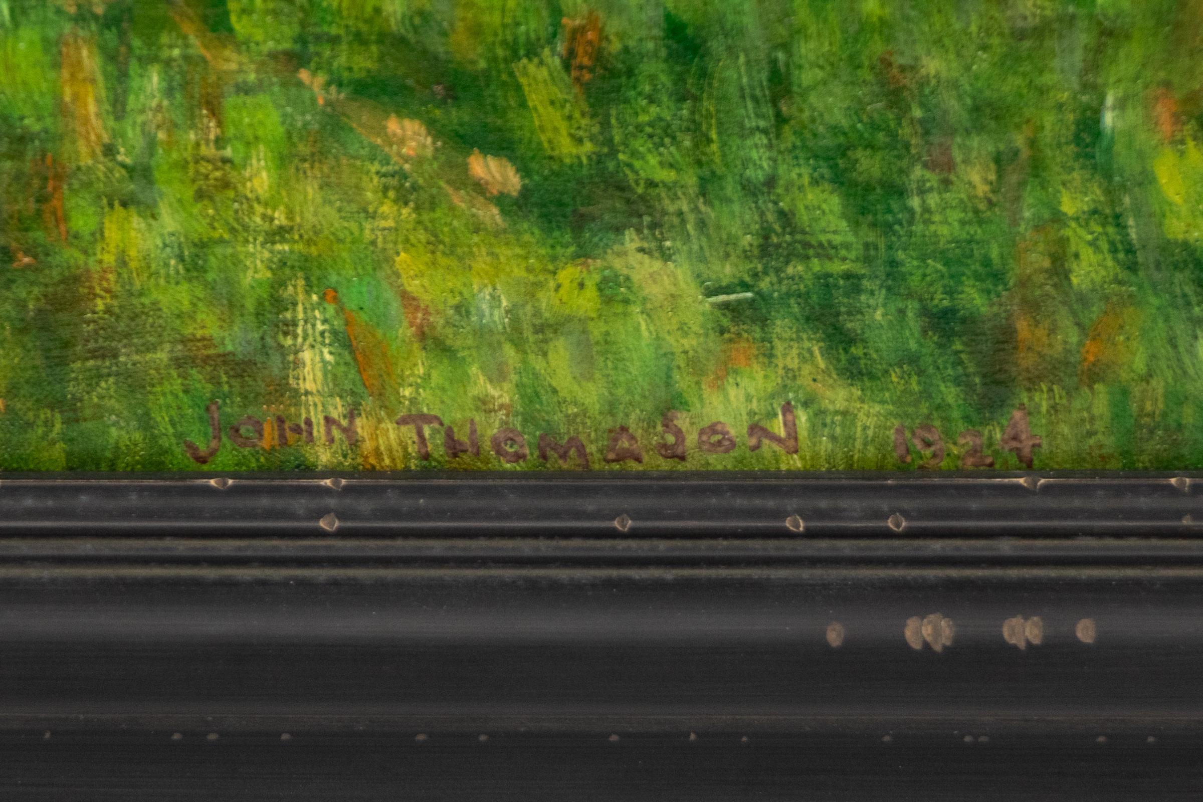 Pintura al óleo original de 1920 de un paisaje de primavera-verano de Central Park, Nueva York en venta 1