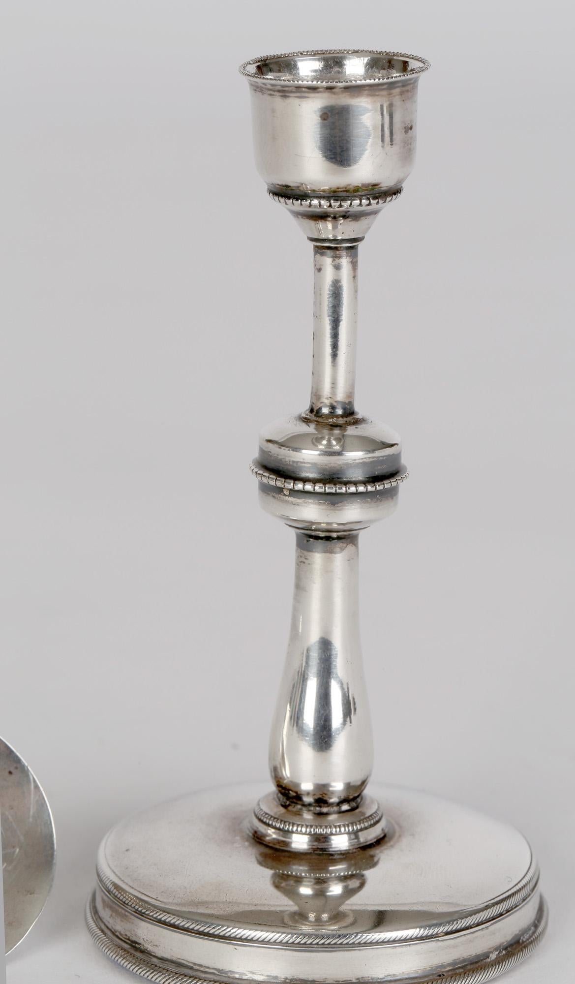 Hand-Crafted John Edward Wimot Art Victorian Dwarf Silver Candlestick, Birmingham, 1892 For Sale