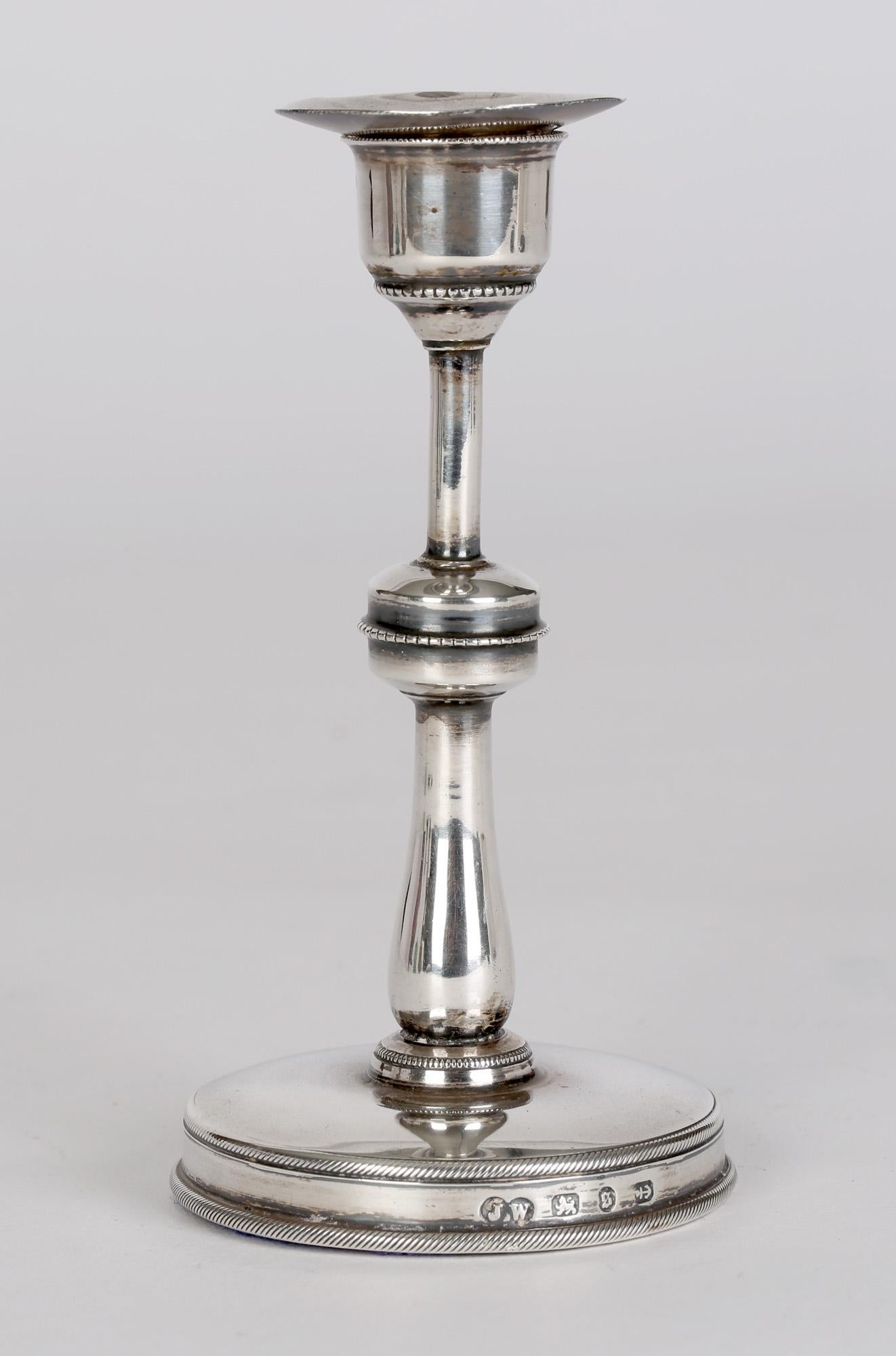 Late 19th Century John Edward Wimot Art Victorian Dwarf Silver Candlestick, Birmingham, 1892 For Sale