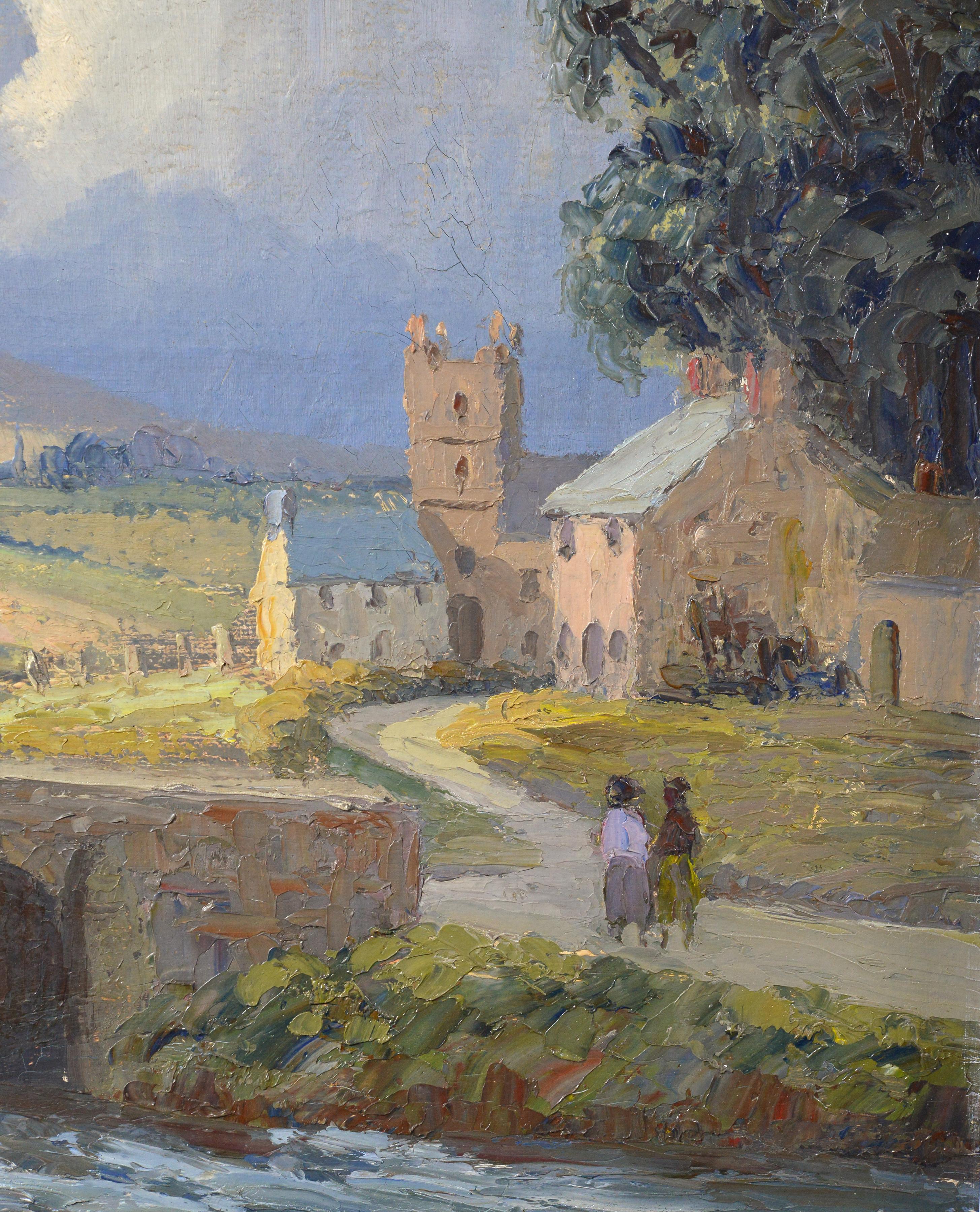 Ce paysage vivant du milieu du XXe siècle, réalisé par l'artiste professionnel britannique John Edwards (1914-2009), capture une superbe vue des Cornouailles avec une rivière impétueuse sous un vieux pont de pierre. Peinte en 1956, la scène se