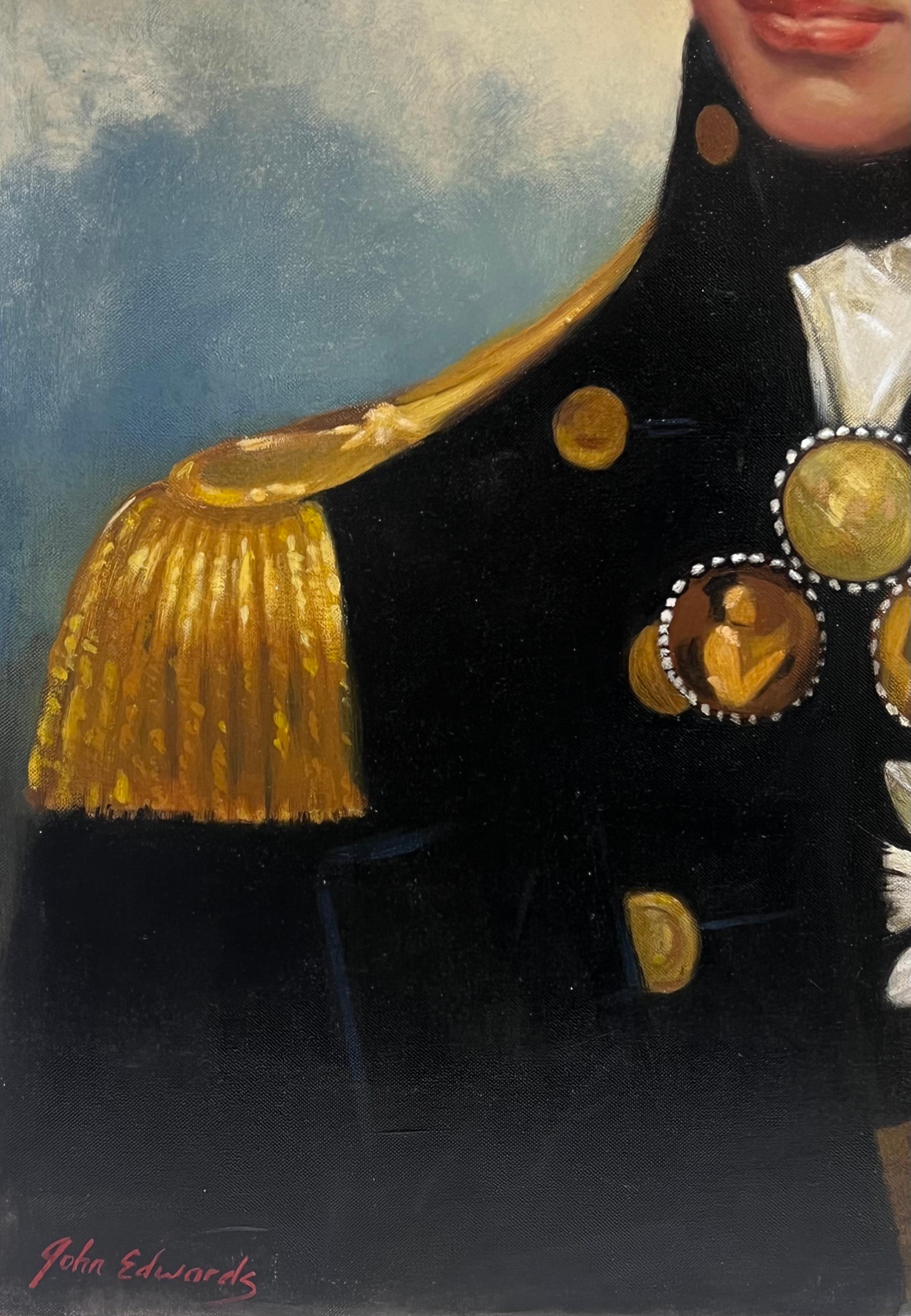 Porträt von Lord Nelson Feines britisches Ölgemälde auf Leinwand, signiert (Englische Schule), Painting, von John Edwards