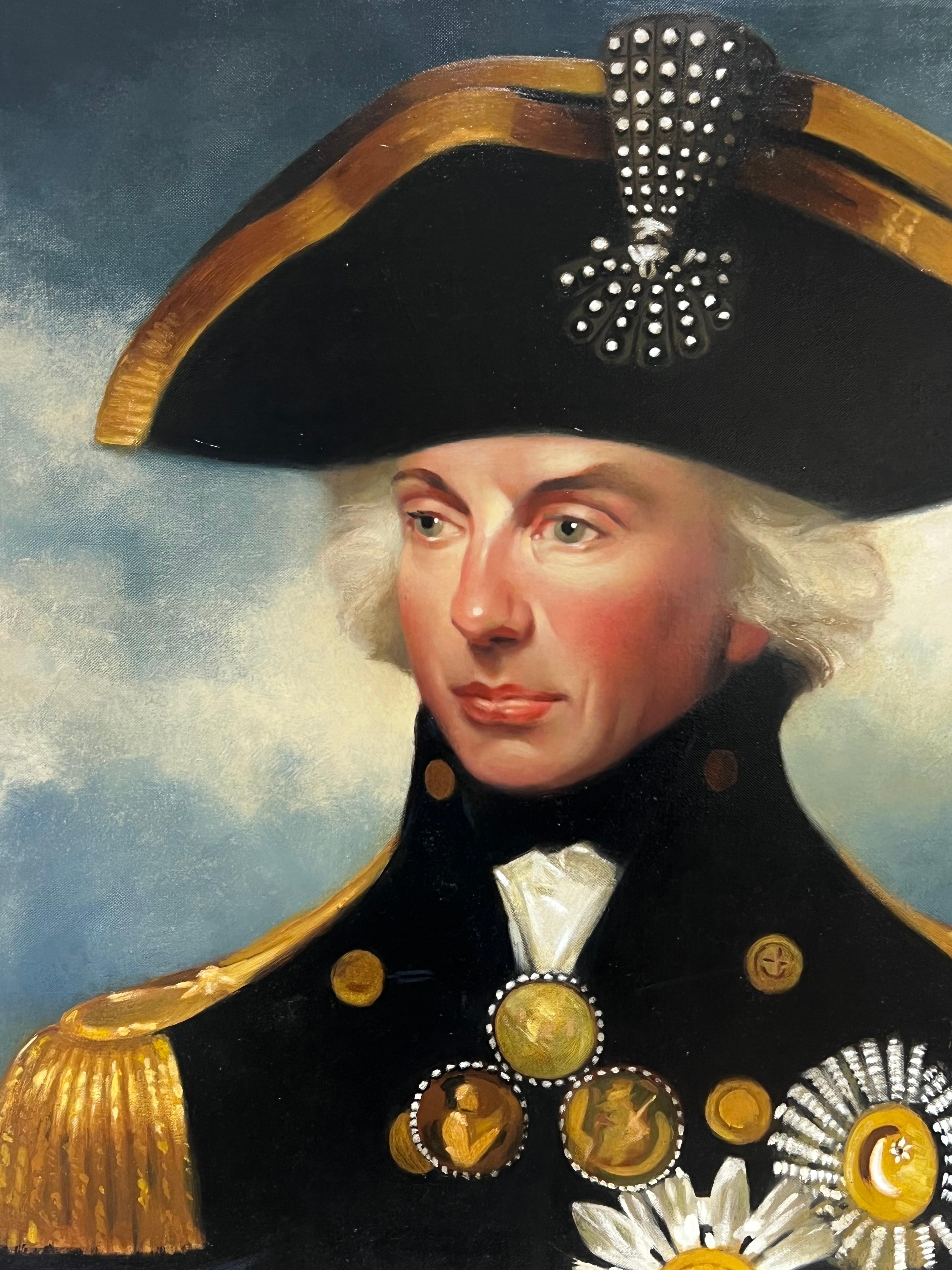 Porträt von Lord Nelson Feines britisches Ölgemälde auf Leinwand, signiert im Angebot 1