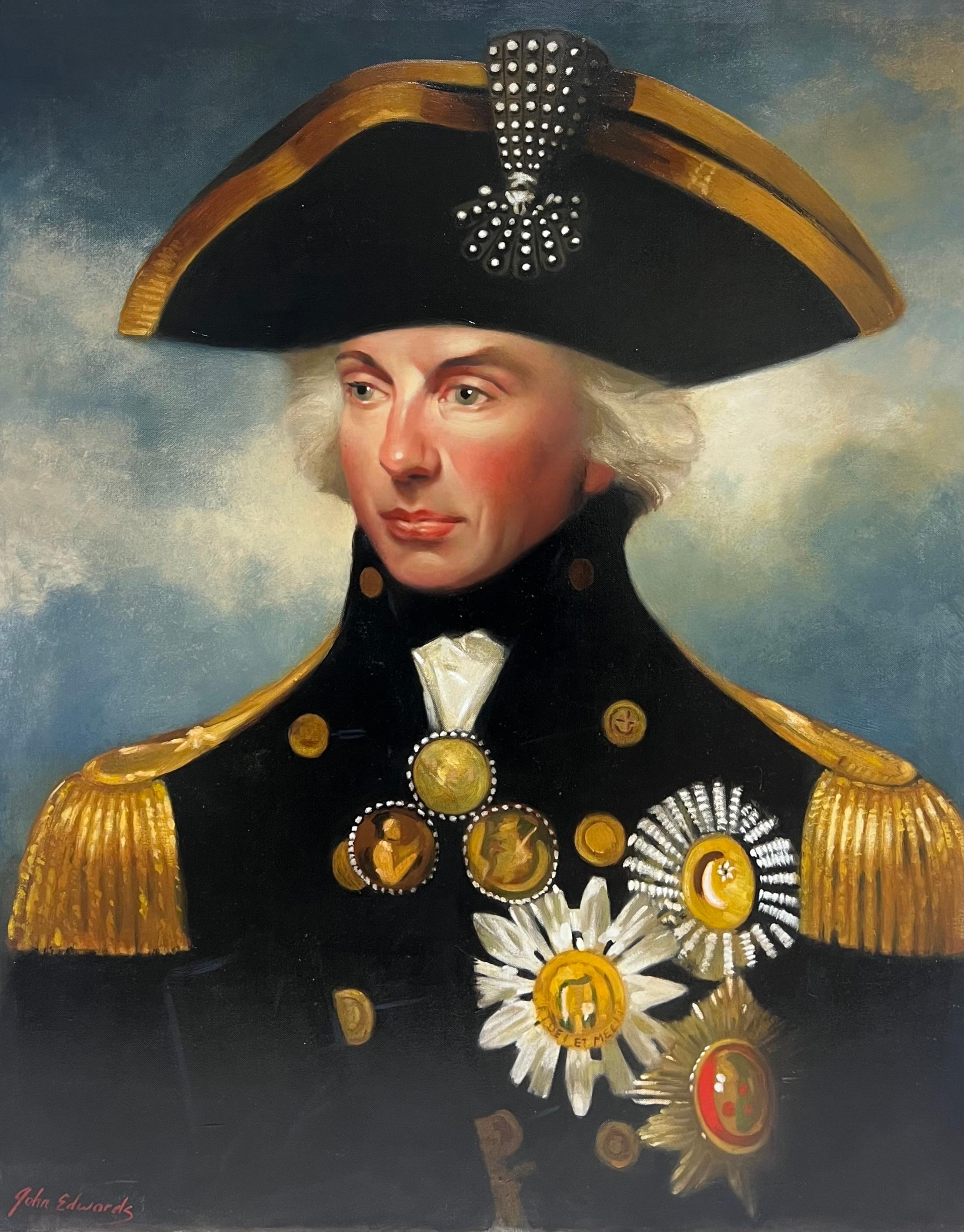 John Edwards Portrait Painting – Porträt von Lord Nelson Feines britisches Ölgemälde auf Leinwand, signiert