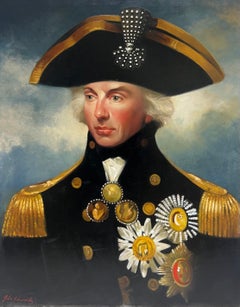 Portrait of Lord Nelson Fine British Oil Painting on Canvas, signed