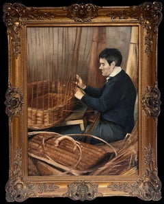 The Basket Weaver Traditional English Rural Crafts Oil Painting Portrait