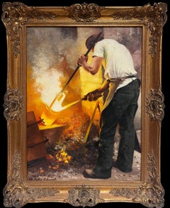 The Blacksmiths Forge Traditional English Rural Life Portrait Oil Painting