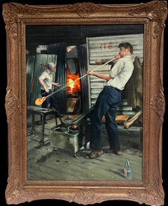 The Glass Blower Traditional English Rural Crafts Portrait Oil Painting