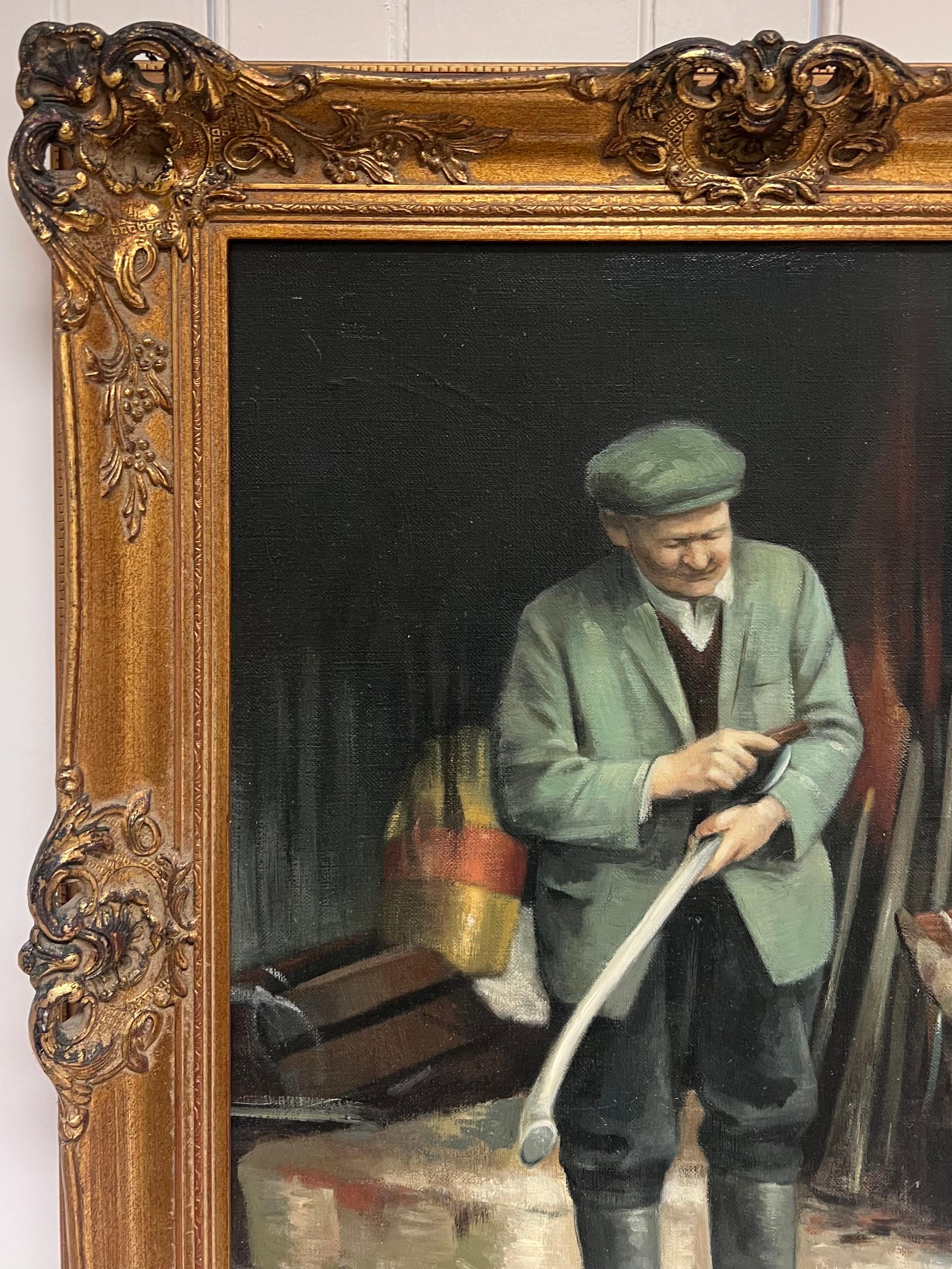 Der Holzfäller Traditionelles englisches Landleben Porträtgemälde Signiert Öl (Viktorianisch), Painting, von John Edwards
