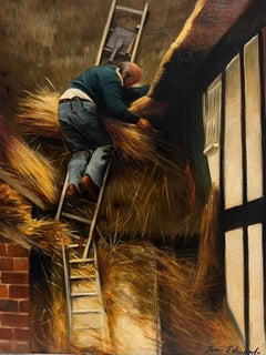 The Thatcher Traditional English Rural Crafts peinture à l'huile portrait couvreur de paille