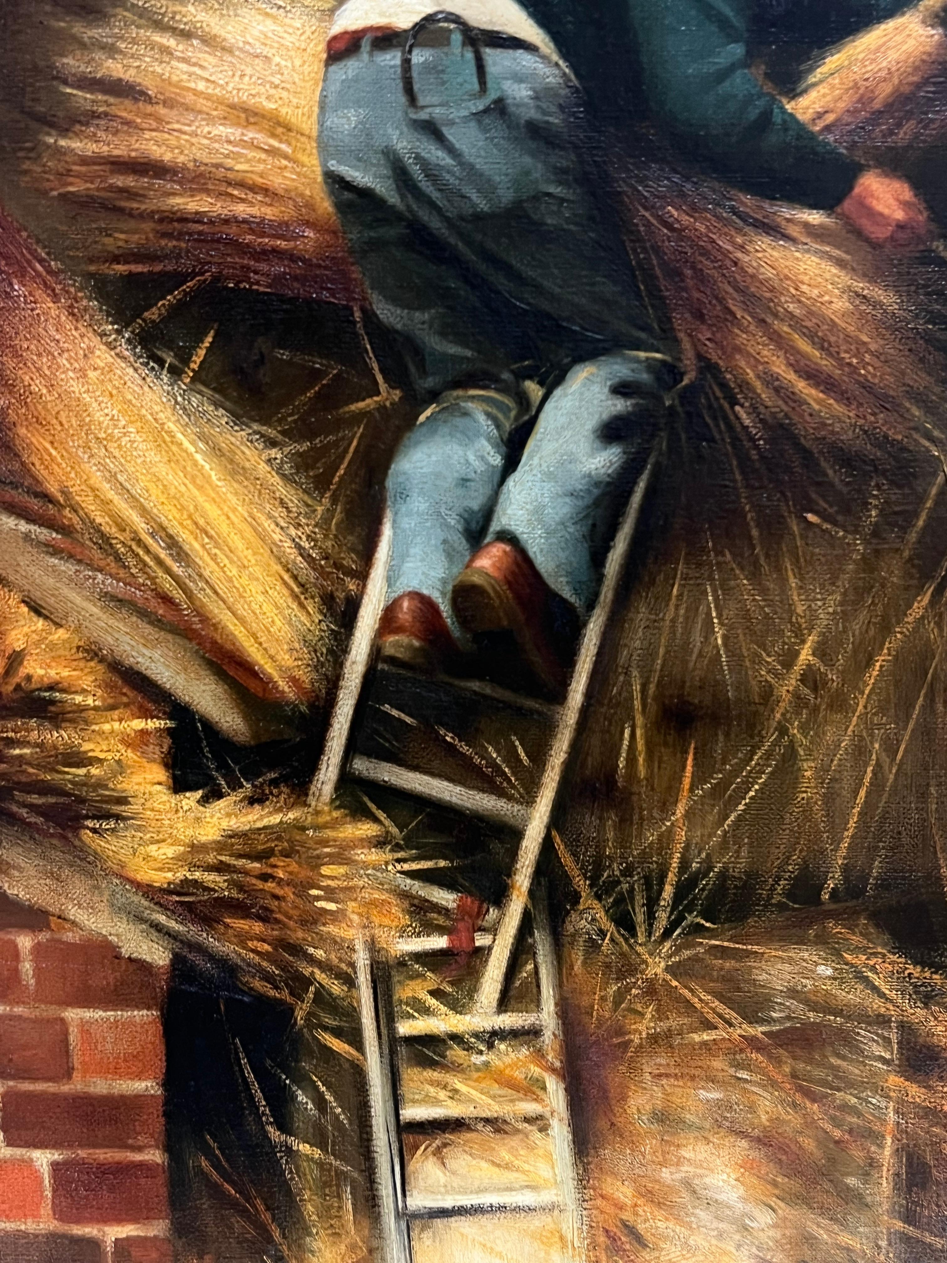 Der Thatcher Traditionelles englisches Landhandwerk Ölgemälde Portrait Strohdachdecker (Viktorianisch), Painting, von John Edwards