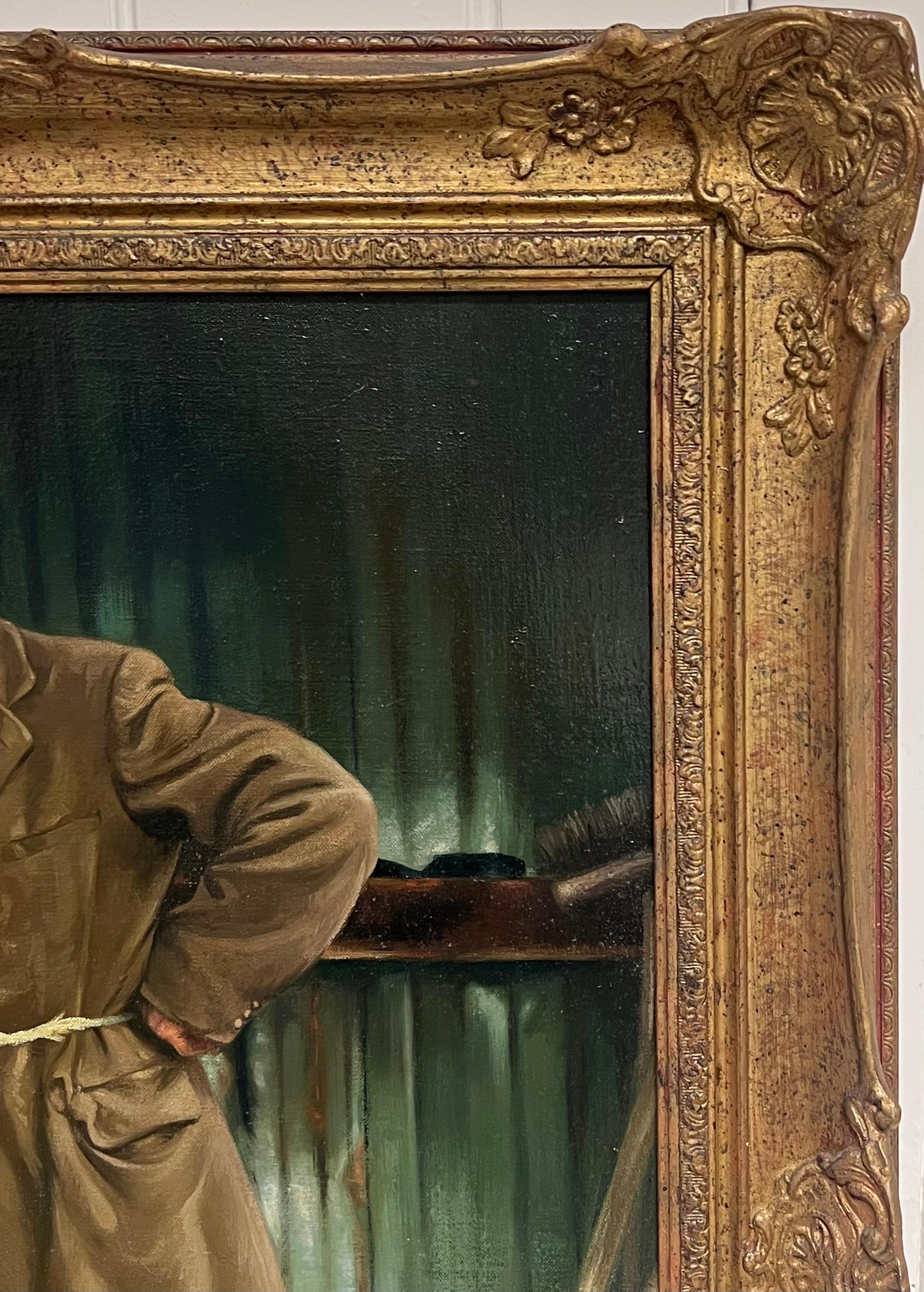 Der Holzfäller Traditionelles englisches Landleben Porträt Ölgemälde auf Leinwand (Viktorianisch), Painting, von John Edwards