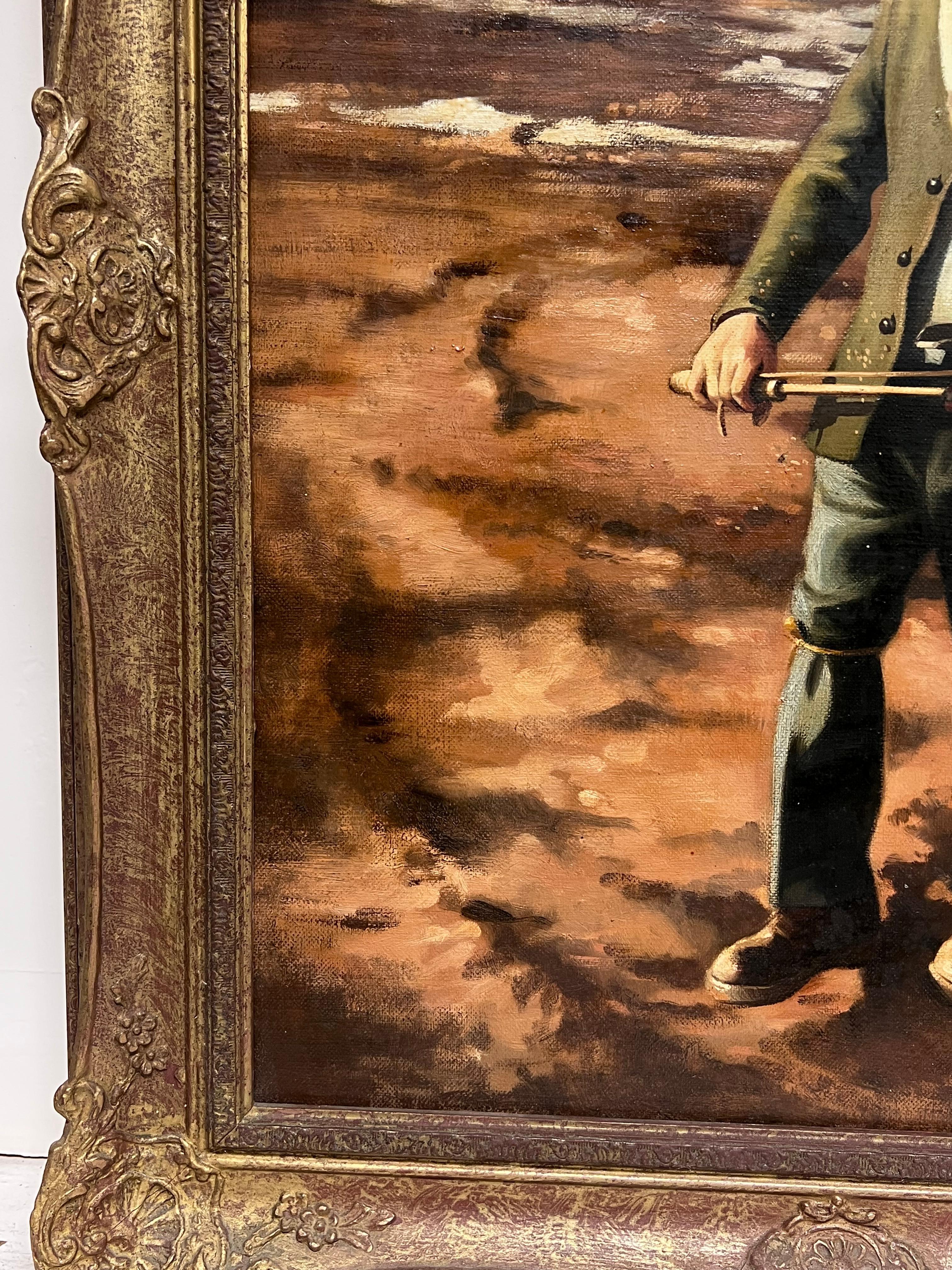 Traditionelles englisches Ölgemälde Ländliches Handwerk Porträt eines Mannes im Wald im Angebot 5