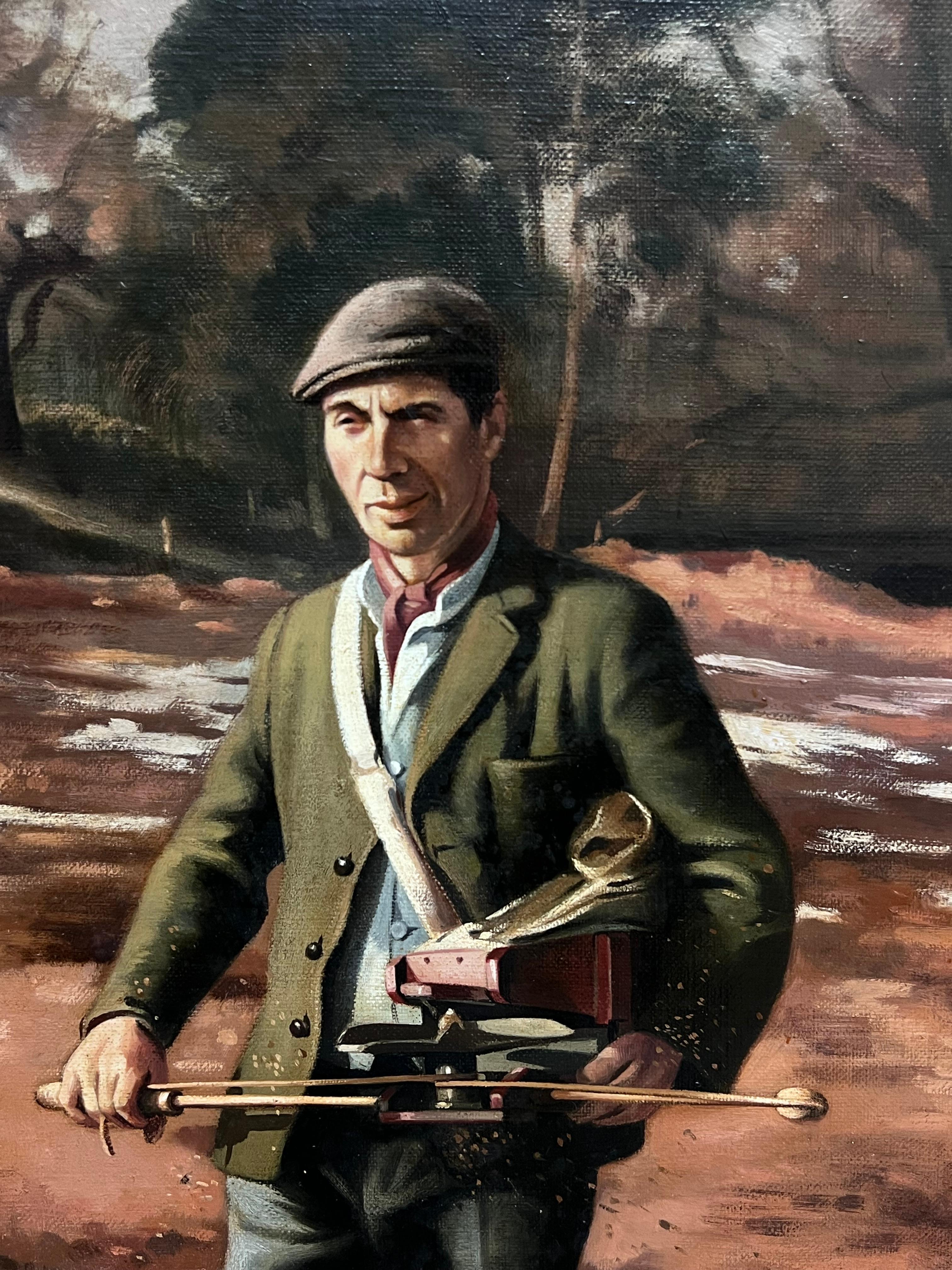 Traditionelles englisches Ölgemälde Ländliches Handwerk Porträt eines Mannes im Wald (Englische Schule), Painting, von John Edwards