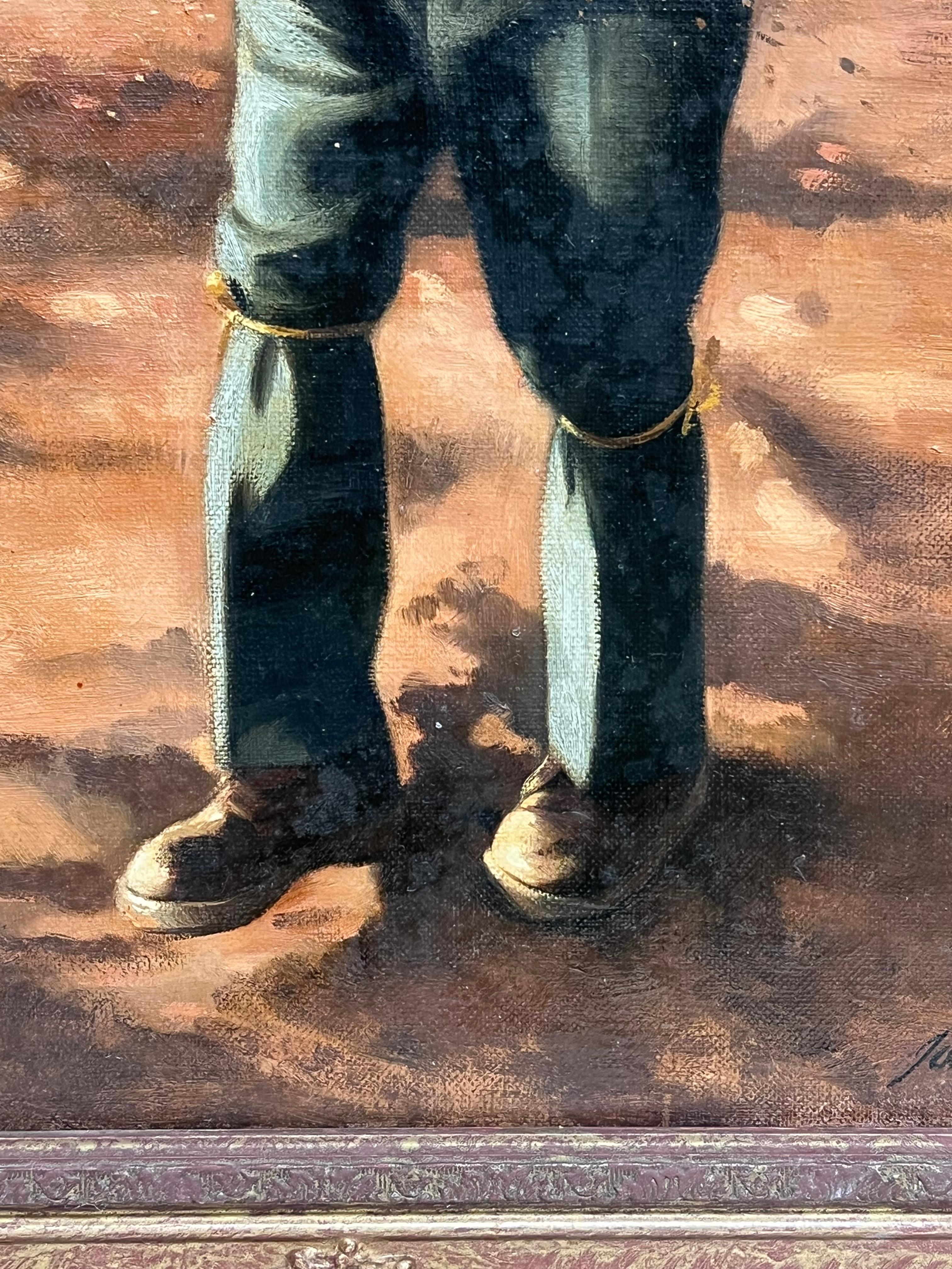 Traditionelles englisches Ölgemälde Ländliches Handwerk Porträt eines Mannes im Wald im Angebot 4