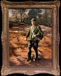 Traditional English Oil Painting Rural Crafts Portrait of Man in Woods