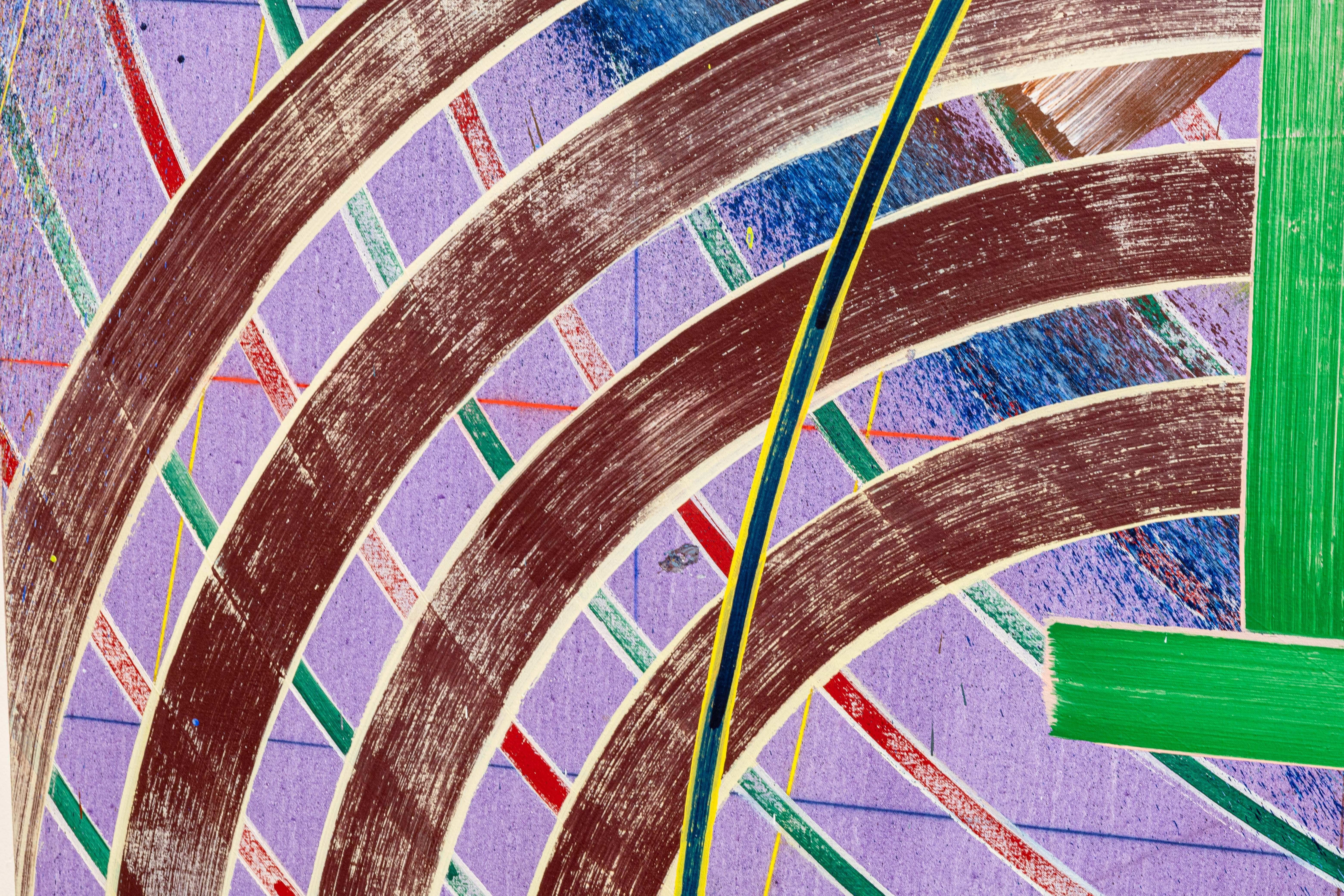 Fine XX secolo John Egner Pittura acrilica astratta su tela del 1980 firmata Cobalt Violet Dark. in vendita