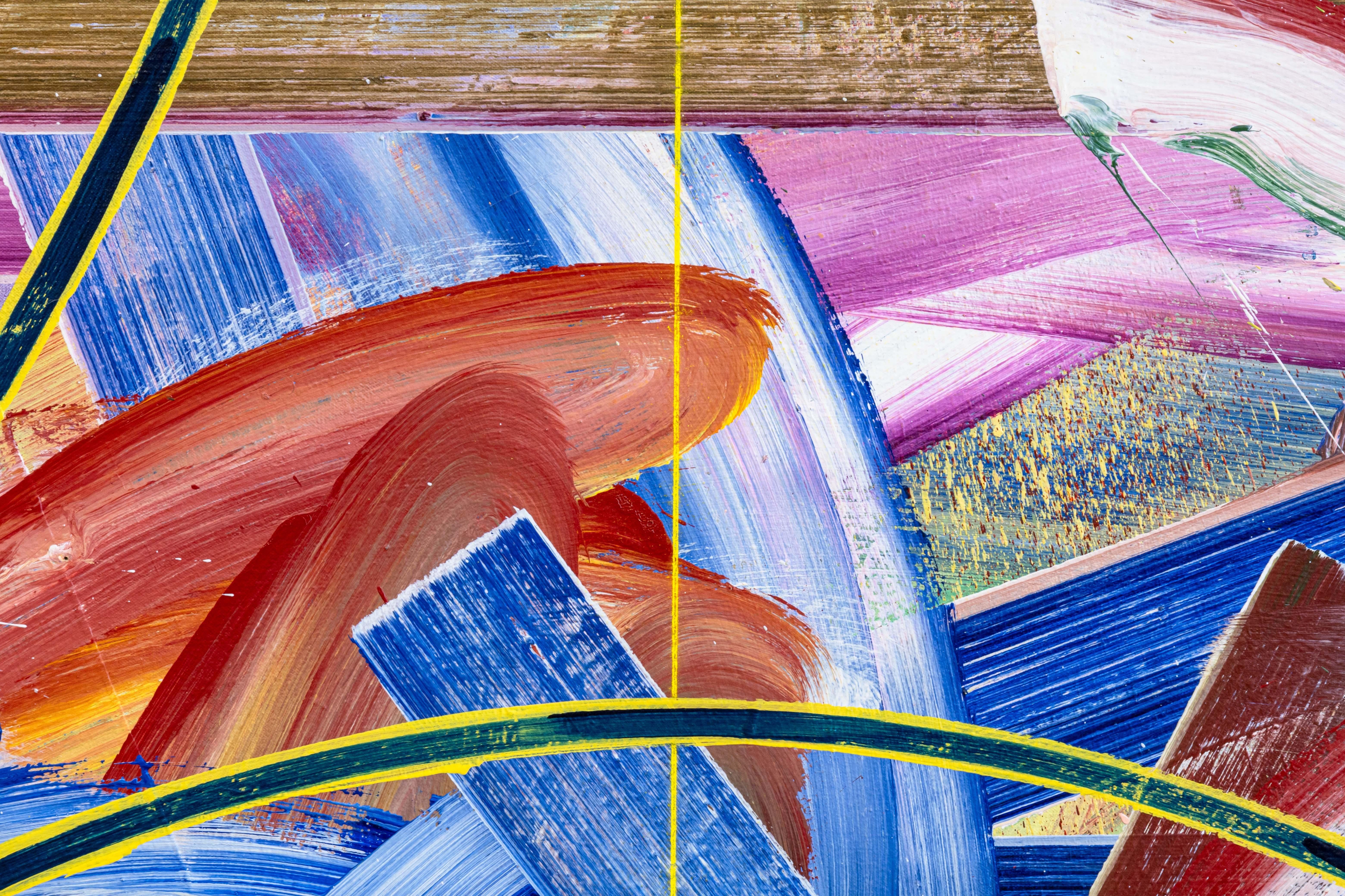 John Egner Pittura acrilica astratta su tela del 1980 firmata Cobalt Violet Dark. in vendita 2