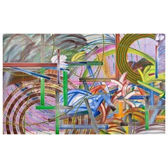 Peinture abstraite sur toile, violet cobalt foncé, signée John Egner, 1980