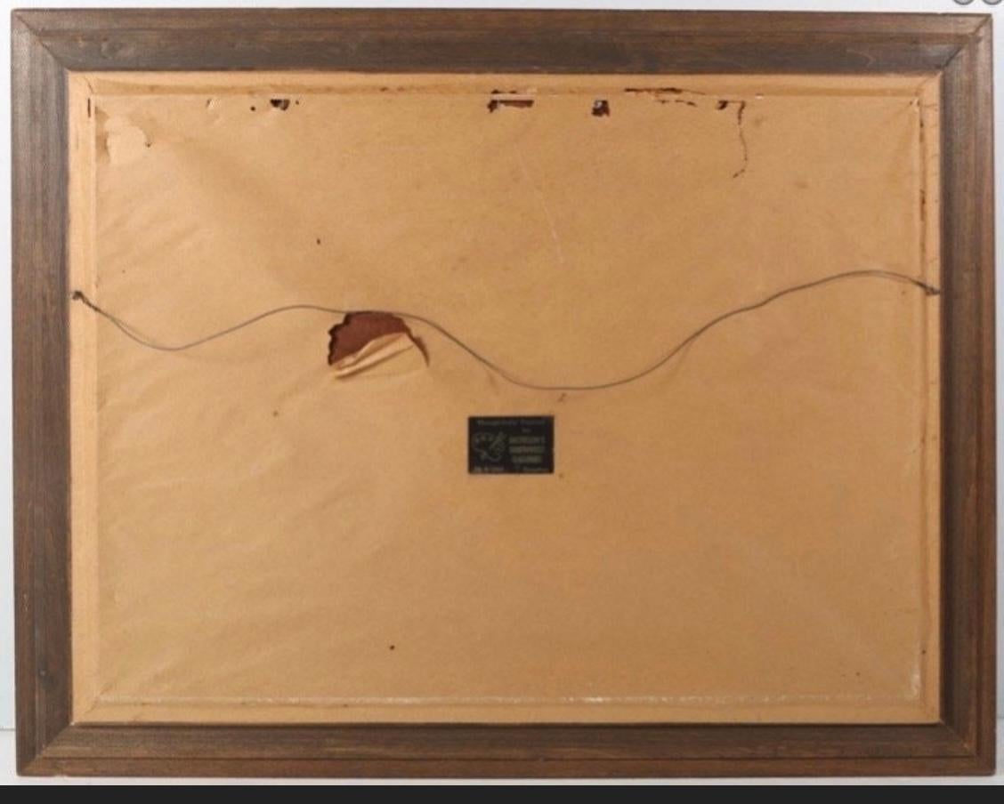 Frame: 27 3/4 by 36 inches 
Sight: 20 1/2 by 28 1/2 inches

Weight

Condition
the varnish yellowed, the edges rubbed from the frame and with some areas of flaking and loss to the pigments