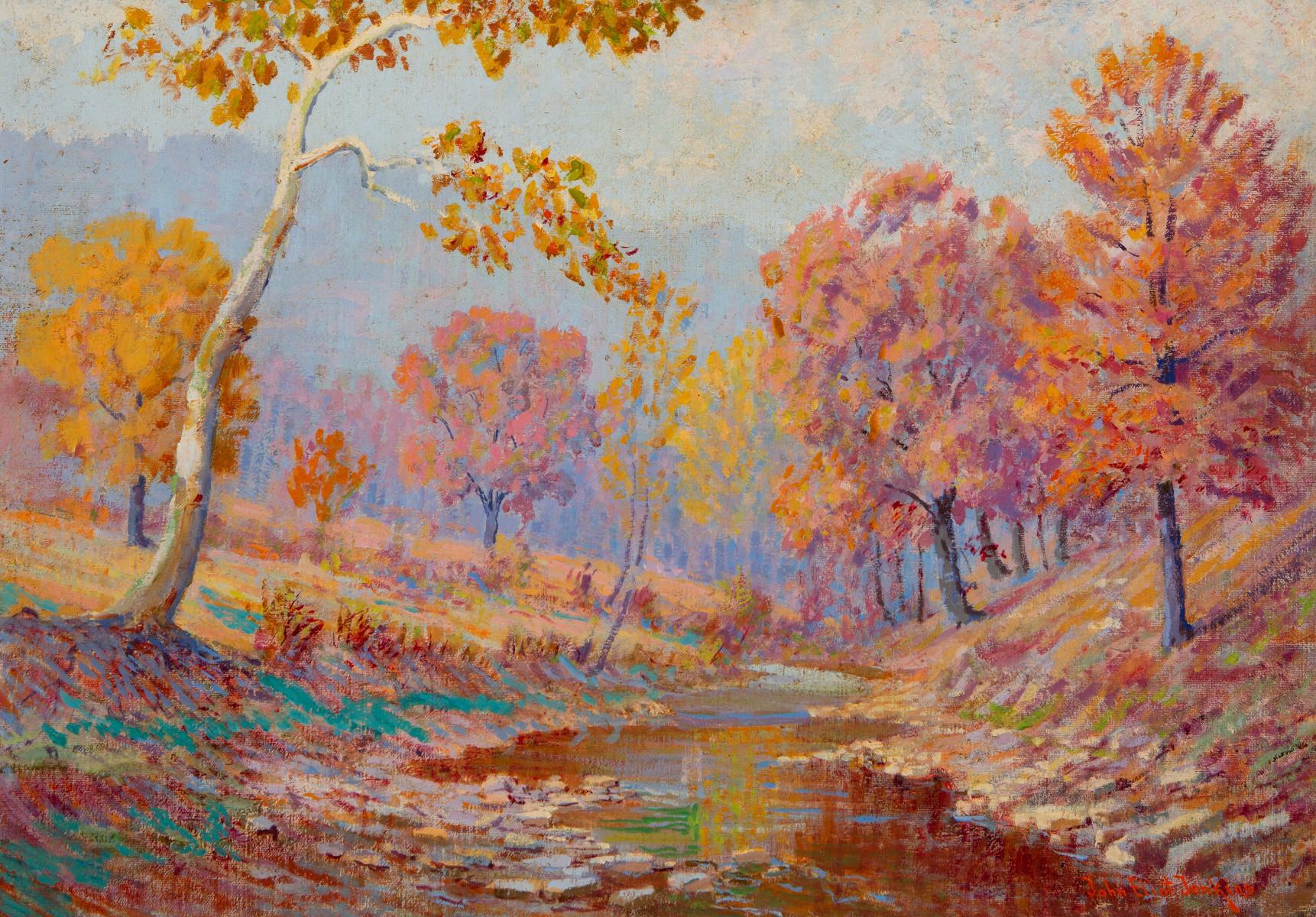 John Elliot Jenkins Landscape Painting - "Texas Creek"  Most likely in or near Austin Texas