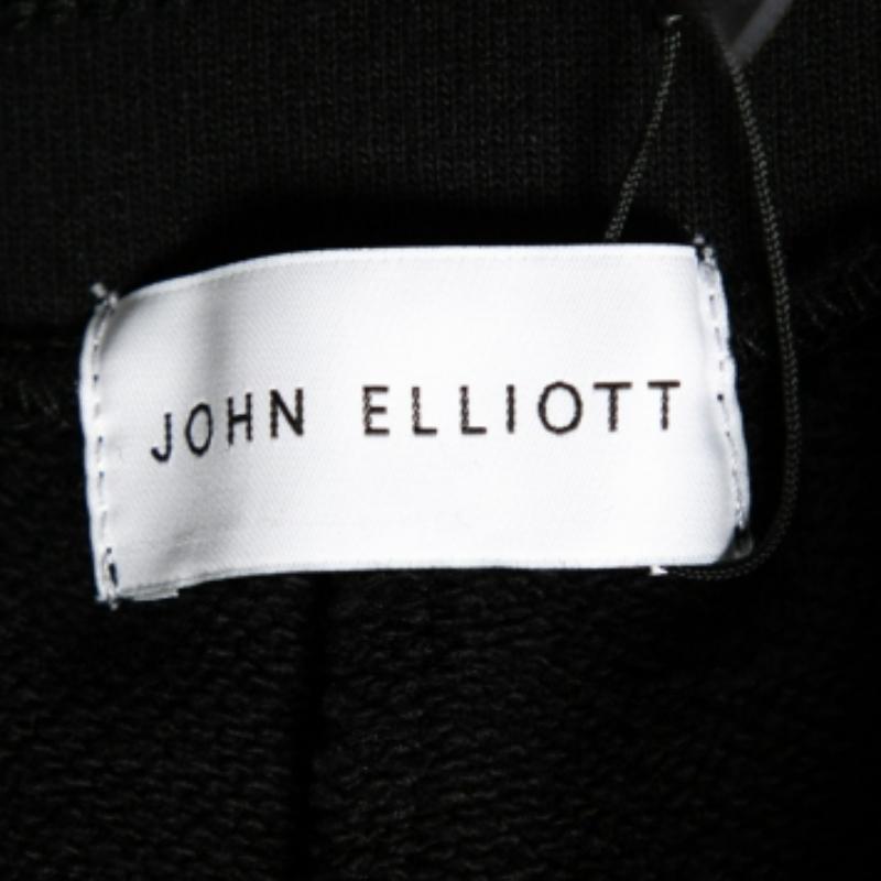 John Elliott Black Cotton Drawstring Waist Detail Shorts M In Good Condition For Sale In Dubai, Al Qouz 2