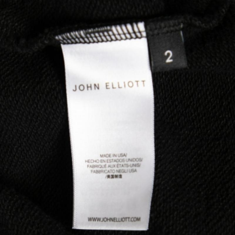 John Elliott Black Cotton Drawstring Waist Detail Shorts M For Sale 3