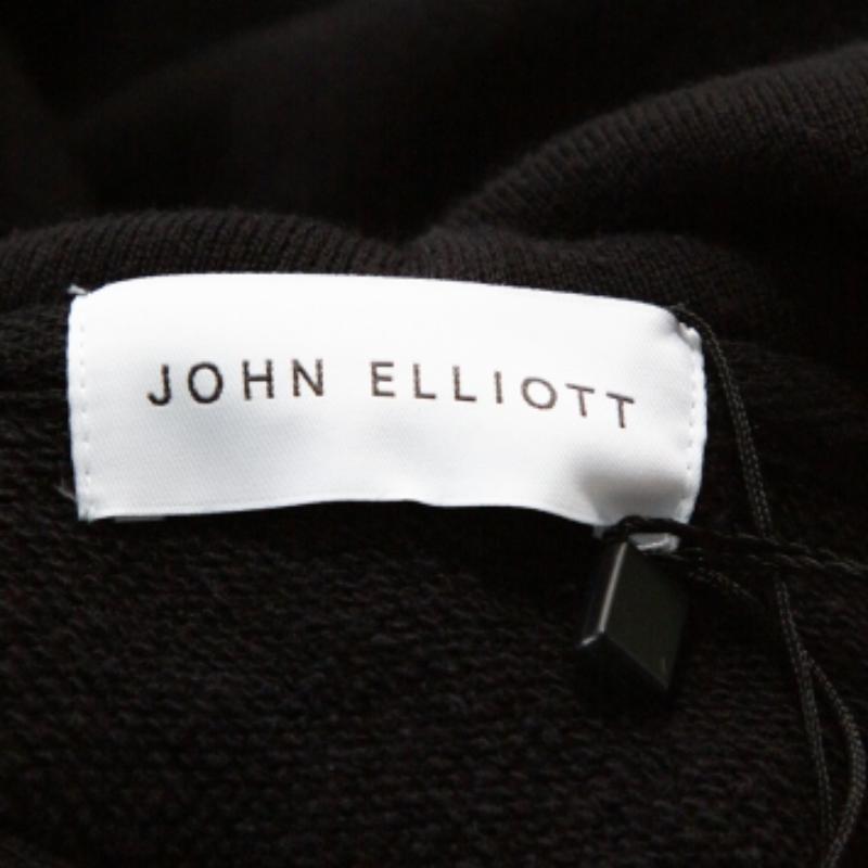 De los hombres John Elliott Black Cotton Side Zip Detail Hooded Villain Sweatshirt L en venta
