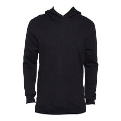 John Elliott Schwarz Cotton Side Zip Detail Hooded Villain Sweatshirt L