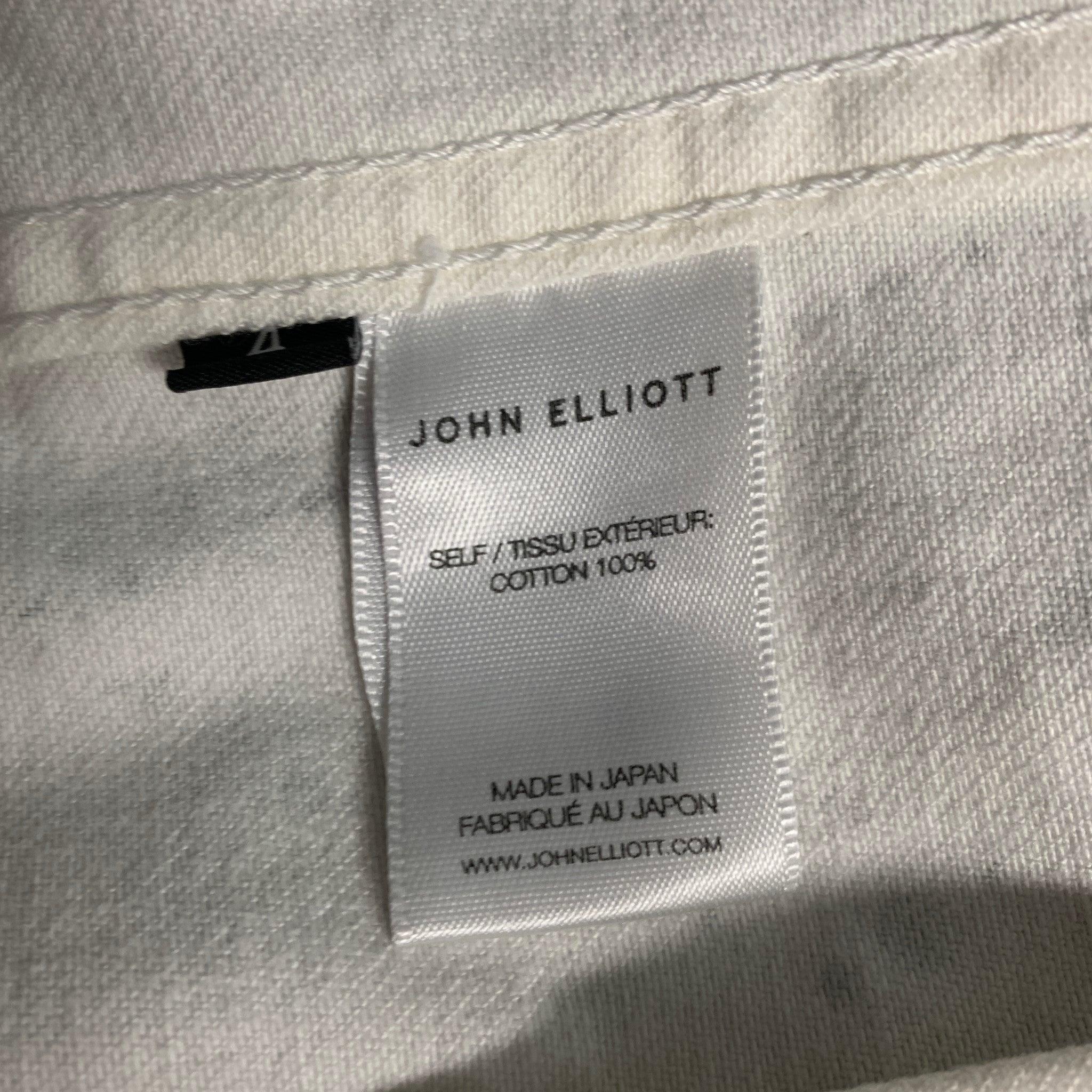 JOHN ELLIOTT Chest Size L Size L Grey White Painted Cotton Trucker Jacket For Sale 2