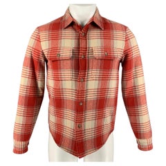 JOHN ELLIOTT FW 18 Size XS Red Beige Plaid Wool Nylon Long Sleeve Shirt