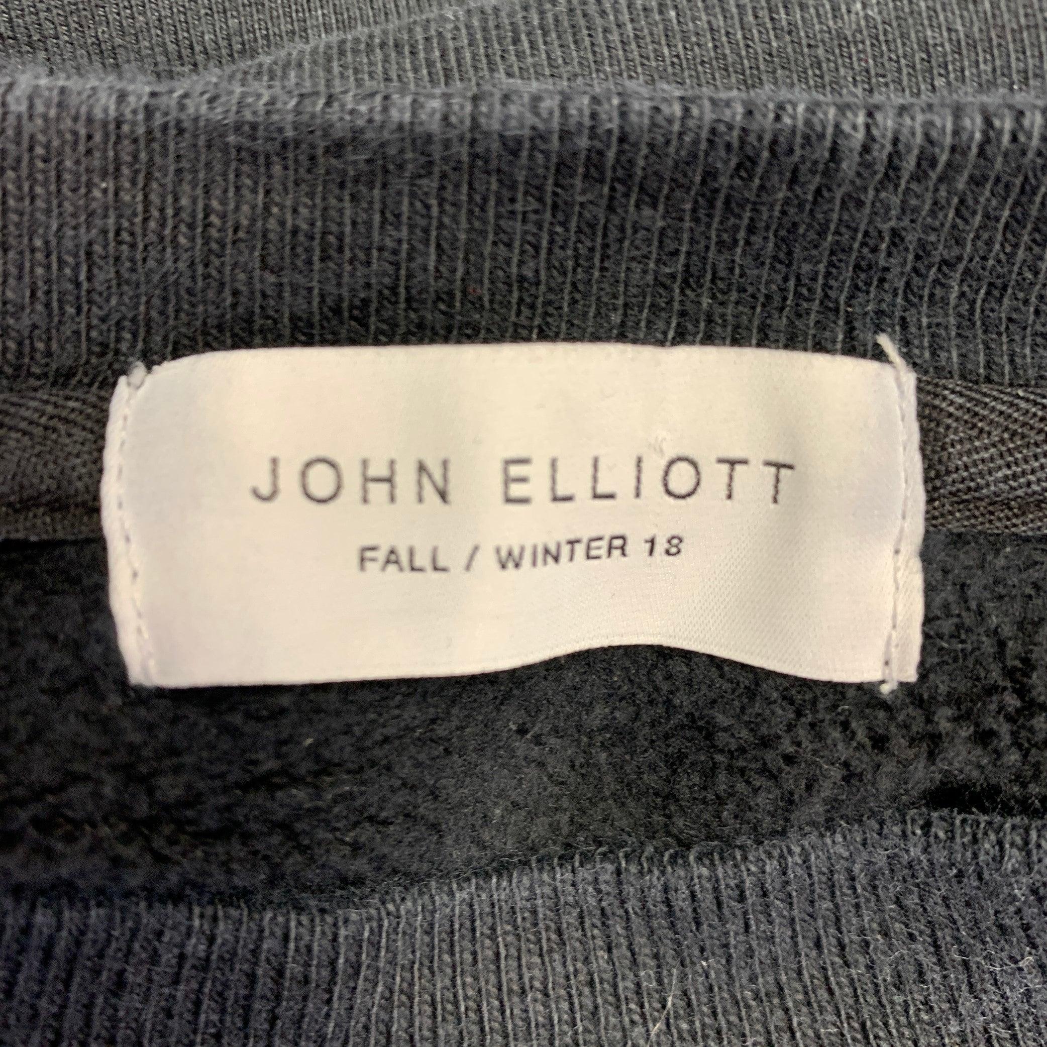 Men's JOHN ELLIOTT FW18 Size XL Black Cotton Crew Neck Sweatshirt For Sale
