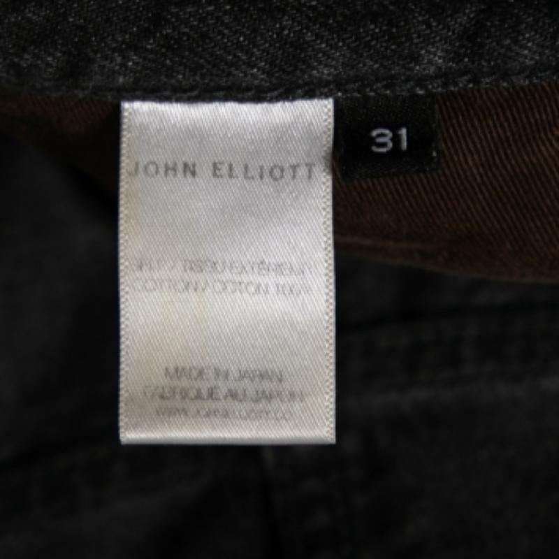 Men's John Elliott Grey Denim Frayed Hem Detail Shorts M For Sale
