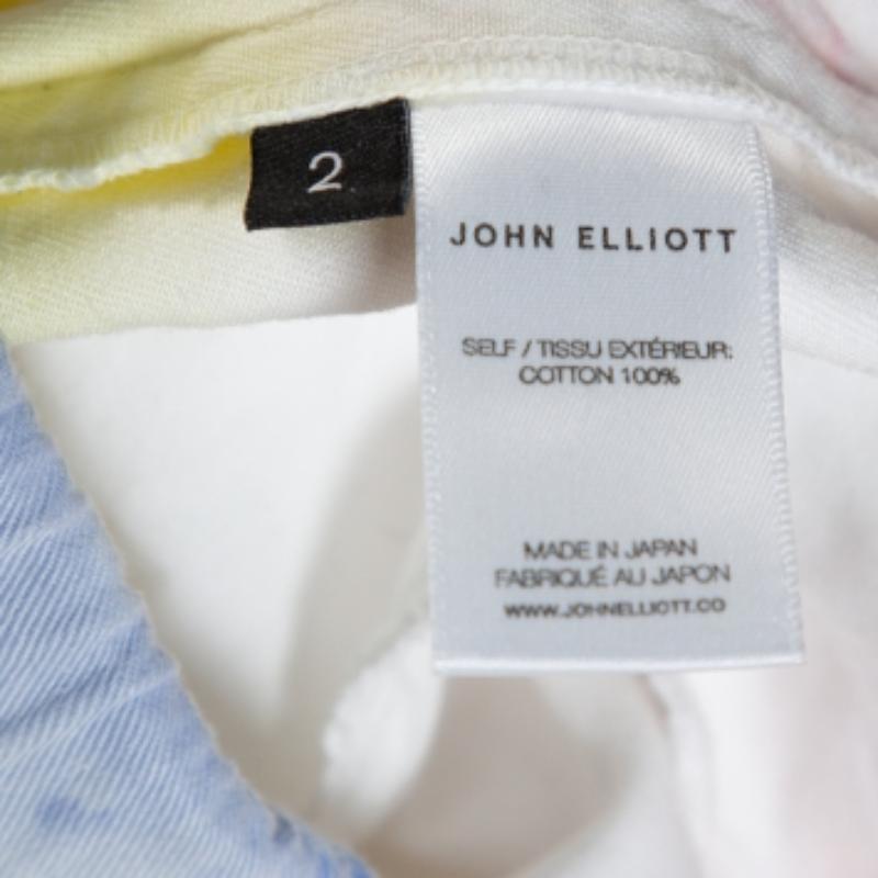 John Elliott Multicolor Ink Bloom Tie Dye Cotton Mountain Shorts S Bon état - En vente à Dubai, Al Qouz 2