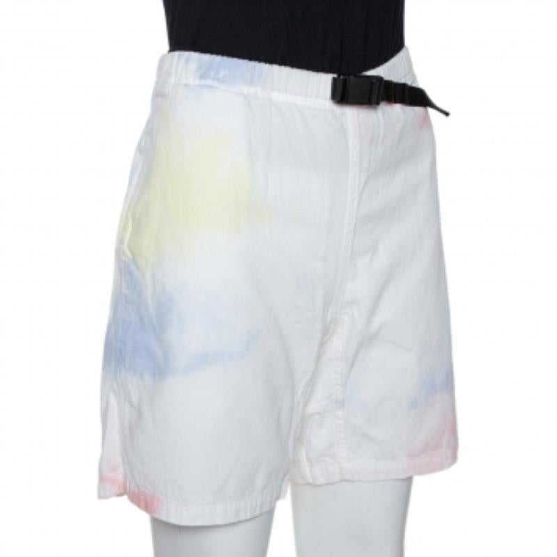 John Elliott Multicolor Ink Bloom Tie Dye Cotton Mountain Shorts S Pour femmes en vente