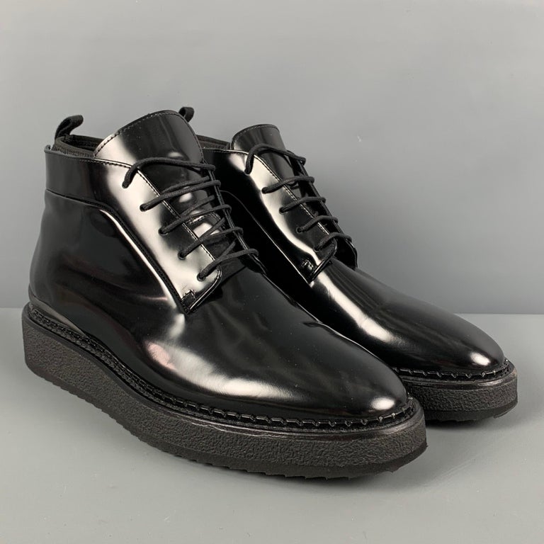 JOHN ELLIOTT Size 11 Black Leather Creeper Boots at 1stDibs