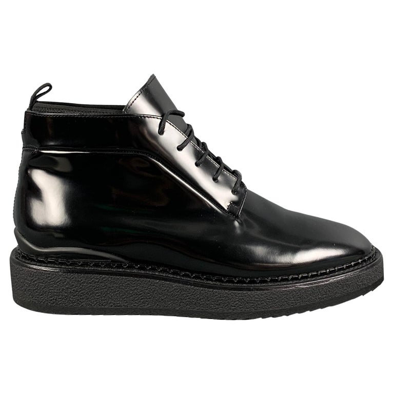 JOHN ELLIOTT Size 11 Black Leather Creeper Boots For Sale at 1stDibs