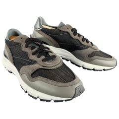 JOHN ELLIOTT Talla 11 Gris Negro Color Block Malla Zapatillas con cordones