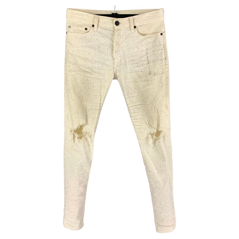 JOHN ELLIOTT Size 30 Off White Black Paint Splatter Cotton Skinny Dress