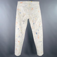 John Elliott Jeans taglia 30 White Multi Color Paint Splatter Cotone Button Fly