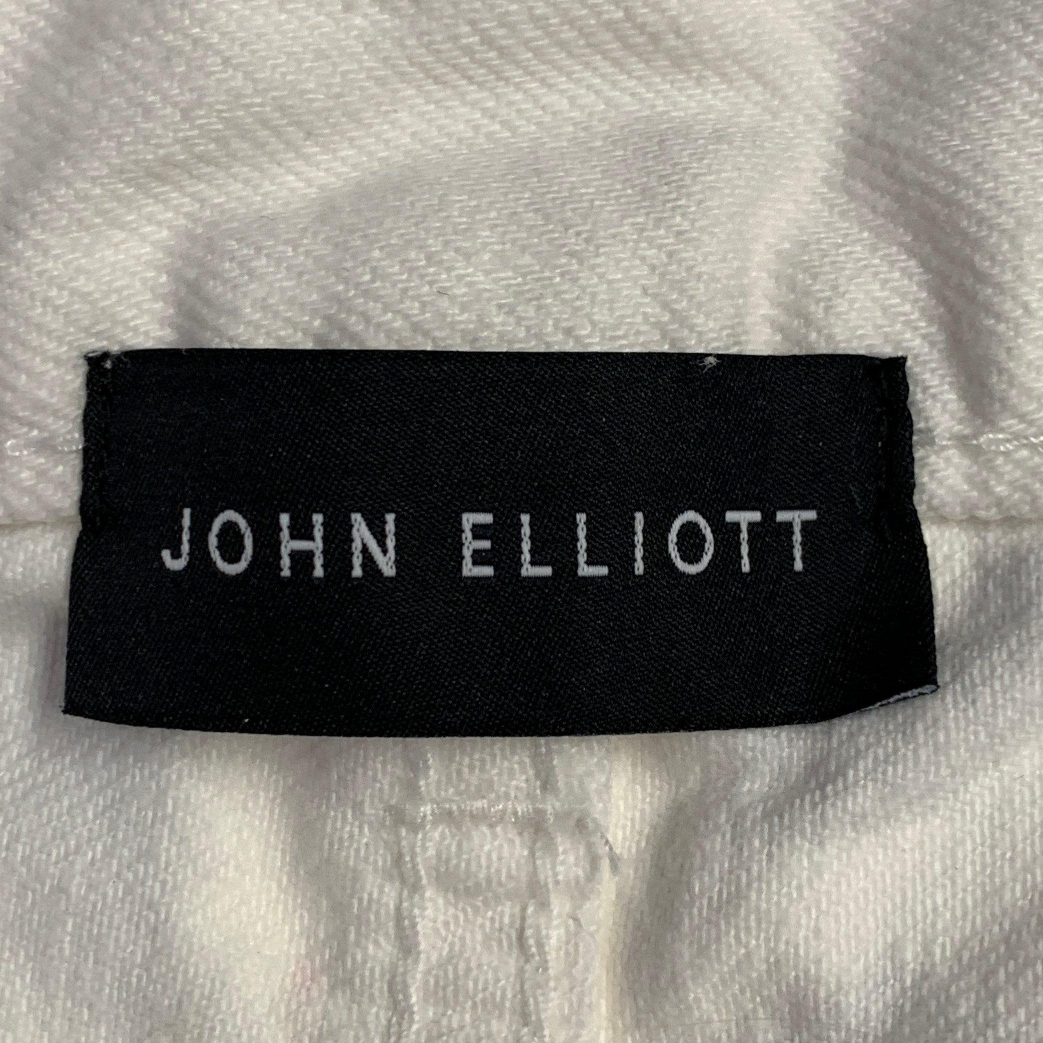 JOHN ELLIOTT Talla 30 Blanco Salpicadura de pintura multicolor Algodón Vaqueros Button Fly Gris en venta
