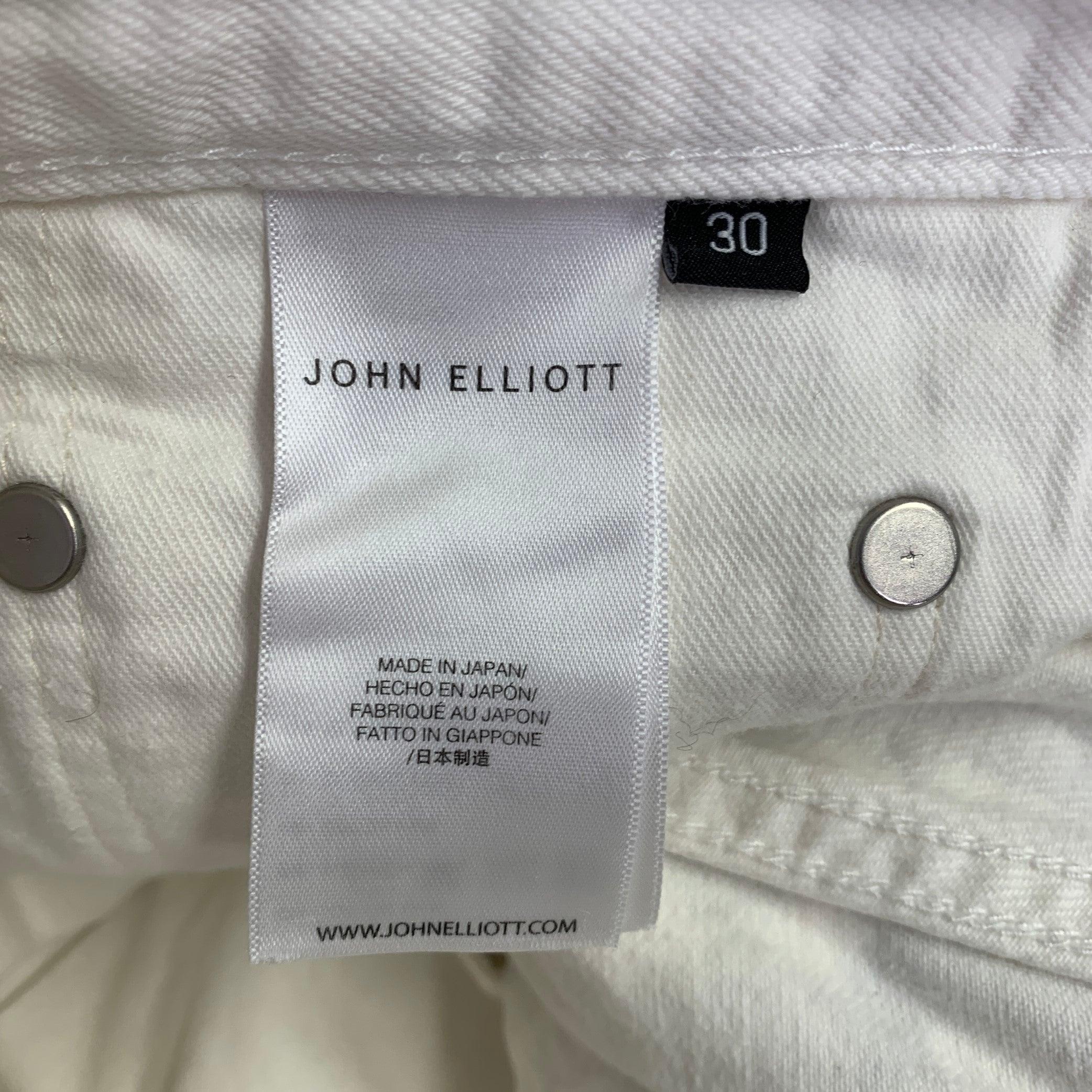 JOHN ELLIOTT Talla 30 Blanco Salpicadura de pintura multicolor Algodón Vaqueros Button Fly en Excelente estado para la venta en San Francisco, CA