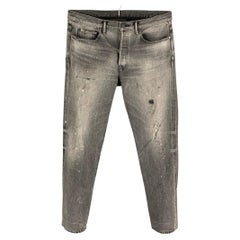JOHN ELLIOTT Size 33 Gray Distressed Selvedge Denim Button Fly Jeans