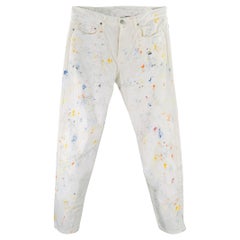 JOHN ELLIOTT Size 33 White Multi Color Paint Splatter Cotton Button Fly Jeans
