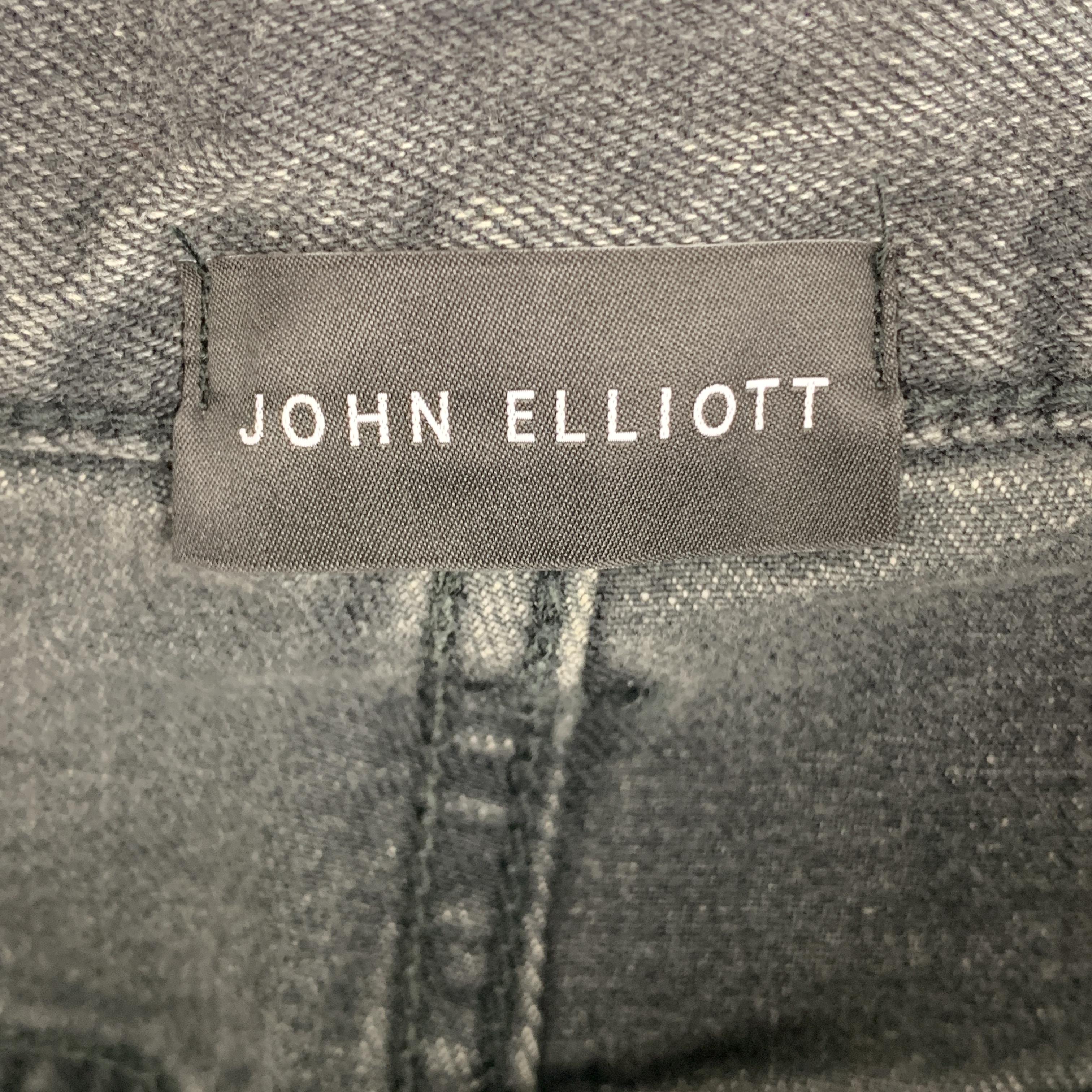 JOHN ELLIOTT Size 34 Black Distressed Cotton Button Fly Jeans 3